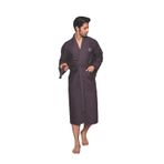 Nuşa Bej Nakışlı Pike Bambo Cotton Erkek Sabahlık KAHVERENGİ 4XL