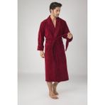 Nuşa Bordo Pitikare Desenli Bambo Cotton Erkek Bornozu - 4XL - Kırmızı