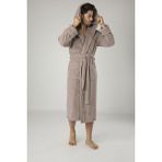 Nuşa Devetüyü Biyeli Bambu Cotton Erkek Bornozu - Açık Kahverengi - 2XL