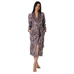 Nuşa Ipliği Boyalı Bambu Cotton Bayan Sabahlık - M - Mürdüm