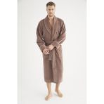 Nuşa Jakarlı %100 Cotton Erkek Bornozu - Haki - XL