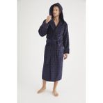 Nuşa Jakarlı %100 Cotton Erkek Bornozu - Lacivert - XL