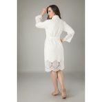 Nuşa Krem Dantelli Bambo Cotton Bayan Bornozu - S