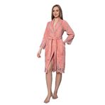 Nuşa Krem Dantelli Bambo Cotton Bornoz set Açık Gül Kurusu M