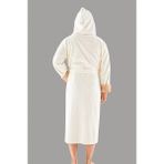 Nuşa Krem Kapüşonlu Sports Nakışlı Bambupamuklu Erkek Bornozu - 2XL