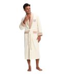 Nusa MEN Nakışlı Bambo Cotton Erkek Bornozu Krem 3XL