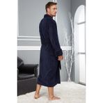 Nuşa Nakışlı Bambo Cotton Erkek Bornozu - 2XL - Lacivert