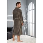 Nuşa Nefti Renk Yaka Kapitone Bambu Pamuklu Erkek Bornozu - 2XL - Füme