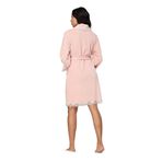 Nuşa Pudra Dantelli Bambu Cotton Bayan Sabahlık Bornoz Pudra L/XL