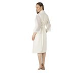Nuşa Şalyaka Dantelli Bambo Cotton Bayan Bornozu Krem L/XL