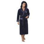 Nuşa SPORTS Nakışlı Kapşonlu Erkek Bornozu LACİVERT 3XL