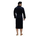 Nuşa Yaka Piramit Jakar Bambu Pamuklu Erkek Sabahlık - 4XL - Lacivert