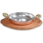 Nusnus Bakır Sahan ve Ahşap Altlık 18 cm