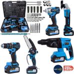 Nuspower 5’li Profesyonel Akülü Set 21V – Kırıcı Hilti, Taşlama, Somun Sıkma, Vidalama ve Budama Makinesi