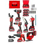 nuspower 7’li Dev Profesyonel Set 21V 3.0Ah – Hilti, Taşlama, Somun Sıkma, Vidalama, Testere ve Makas