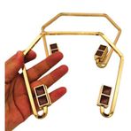 Nusrat Bilişim Çanta Aksesuar 15x14 cm Light Gold Renk Vidalı Metal Çanta Sapı Taba Renk Detaylı