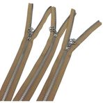 Nusrat Bilişim Çanta Aksesuar Başlıklı Fermuar Set 30 Cm Gümüş Metal Bej 3 Adet