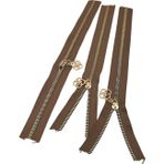 Nusrat Bilişim Çanta Aksesuar Başlıklı Fermuar Set 30 Cm Light Gold Metal Vizon 3 Adet