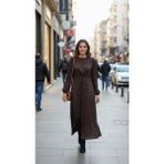 Nuss 2027 Ipek Cupra Elbise - Kahve - Kahverengi - 1