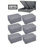 NUTEX 6 Adet Kapitone Desenli Baza Altı Saklama Hurcu 60x40x22 (ANTRASİT)