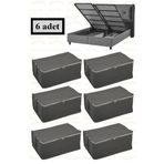 NUTEX 6 Adet Kapitone Desenli Baza Altı Saklama Hurcu 60x40x22 (GRİ)