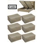 NUTEX 6 Adet Kapitone Desenli Baza Altı Saklama Hurcu 60x40x22 (KREM)