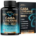 Nutra Harmony Nutraharmony Ga.ba L-Theanine 900MG 120 Capsul - Made In Usa - Magnesium Vitamin B6 - Calm,sleep,relaxation Mood Support - Gam.ma Aminobutyric Acid, L-Theanine, Vegan.50.. - Aromasız