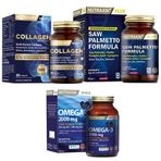 Nutraxin Collagen 30 Tablet & Omega-3 2000 mg & Saw Palmetto