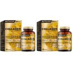 Nutraxin Collagen Complex Tablet | 5 Tip Kolajen (Tip I, II, III, V, X) + Hyalüronik Asit, Elastin, C Vitamini | Cilt, Saç ve Tırnak Desteği | Şeker ve Gluten İçermez | 90 Tablet (2 paketi)