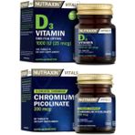 Nutraxin D3 Vitamini 1000 Iu 120 Tablet + Krom Minerali Içeren Gıda Takviyesi 90 Tablet - Sade