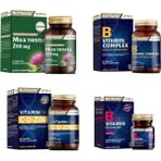Nutraxin Milk Thistle 60 Tablet +Vitamin Max(C,d,zinc)+ B Vitamin Complex + B12 Vitamini