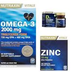 Nutraxin Omega-3 2000 mg 60 Kapsül Balık Yağı + Vitamin D3 120 Tablet + Zinc 100 Tablet