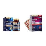 Nutraxin Seti | Beauty Gold Collagen C Vitamini, Hyalüronik Asit, Kolajen x1 + Iron Max 17 Mg 30 Tablet - Demir, C Vitamini, B6 Vitamini, Folik Asit, B12 x1
