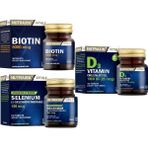 Nutraxin Vitals D3 Vitamini 120 Tablet + Biotin 50 Tablet + Selenium 100 Mcg T100 Tablet - Sade