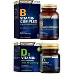 Nutraxin Vitamin ve Mineral Takviyesi D3 Vitamini 120 Tablet + B Vitamini 60 Tablet - Beyaz