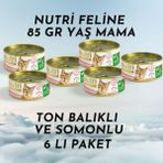 Nutri Feline Ton Balıklı ve Somonlu Tahılsız Konserve Yetişkin 6x85 gr Kedi Maması