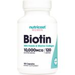 Nutricost Biotin - Collagen - Folate For Women 10000MCG 120 Caps - 120 KAPSÜL