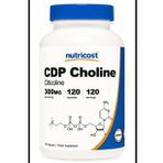 Nutricost CDP Choline (Citicoline) 300mg, 120 Vegetarian Capsules - Non-GMO, Vegetarian Friendly, Gluten Free.USA MENŞEİ.3844 (Renksiz)