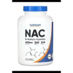 Nutricost N-Acetyl L-Cysteine (N.A.C) 600mg, 240 Vegetarian Capsules.TR YETKİLİ SATICISI.3746 (Renksiz)