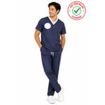 nutrix uniforma Lacivert Logolu Sorumlu Hemşire Forması Likralı Scrubs Erkek (Yeni Yönetmeliğe Uygun - Patriot Blue)