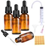 Nuts OT nuts Damlalık şişe 20 ml 4 adet damlalık şişe damlalıklı şişe 5 aksesuarlı küçük aroma terapisi, uçucu yağlar için, likit boya kokuları, eczacı şişesi (kahverengi)