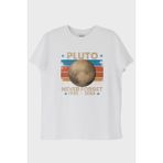 Nuugg Pluto 'NEVER FORGET' Vintage Baskılı Beyaz Tişört (S)