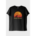 Nuugg Respect The Locals Köpekbalığı Baskılı Vintage Siyah Tişört (Xl)