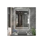 Nuun Dekor 70x50 Beyaz Ledli Kumlamalı Banyo Lavabo Ofis Makyaj Kuaför Aynası -trafolu