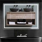 Nuun Dekor 90x70cm Beyaz Ledli Kumlamalı Banyo Aynası Trafolu Beyaz
