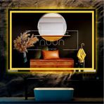 Nuun Dekor 90x70cm Günışığı Ledli Kumlamalı Banyo Aynası - Trafolu Şeffaf