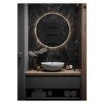 NUUN DEKOR Prizli Günışığı Ledli Dekoratif Yuvarlak Ayna Banyo Aynası Duvar Aynası 70cm Çapında