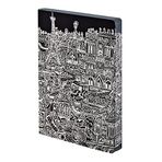 Nuuna tasarım Not Defteri Graphic L – "Paris" – Smooth Bonded deri, Softcover, Farbschnitt, Punktraster, 256 sayfa Premium kağıt, DIN A5, siyah