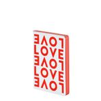 Nuuna tasarım Not Defteri Graphic S – "Love" – Smooth Bonded deri, Softcover, Mini-Punktraster, Farbschnitt, 176 sayfa Premium kağıt, DIN A6, kırmızı