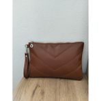 Nuveden Kadın Kapitone Desenli Portföy & Clutch Çanta - Kahverengi-Taba